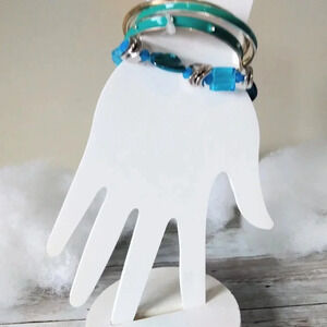 Teal Bangle Set & Beaded Bracelet in Gift Box